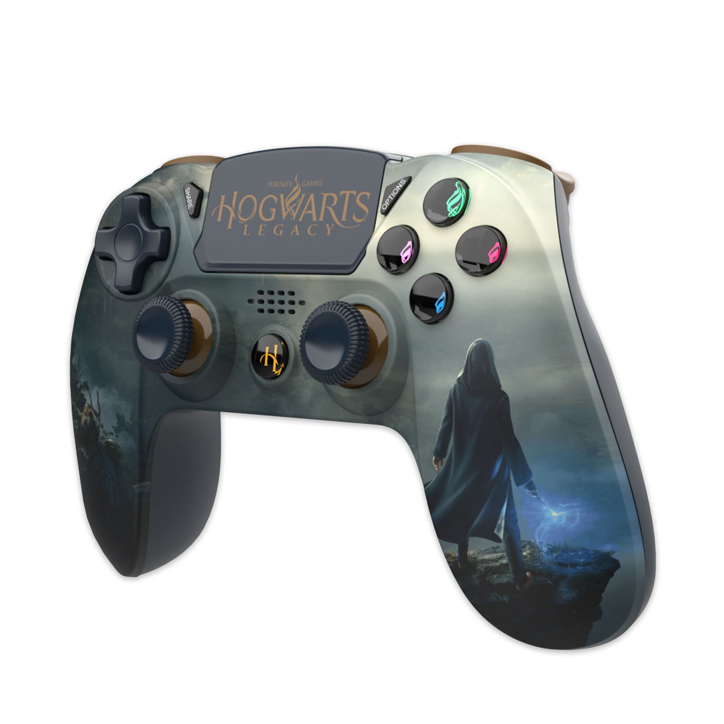 Freaks and Geeks Hogwarts Legacy Wireless PS4 controller Illuminated buttons - Landscape