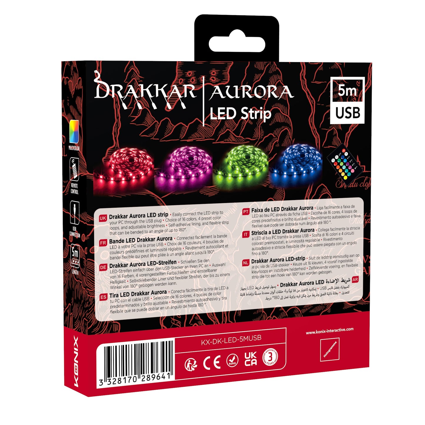KX DK AURORA LED STRIP 5M USB