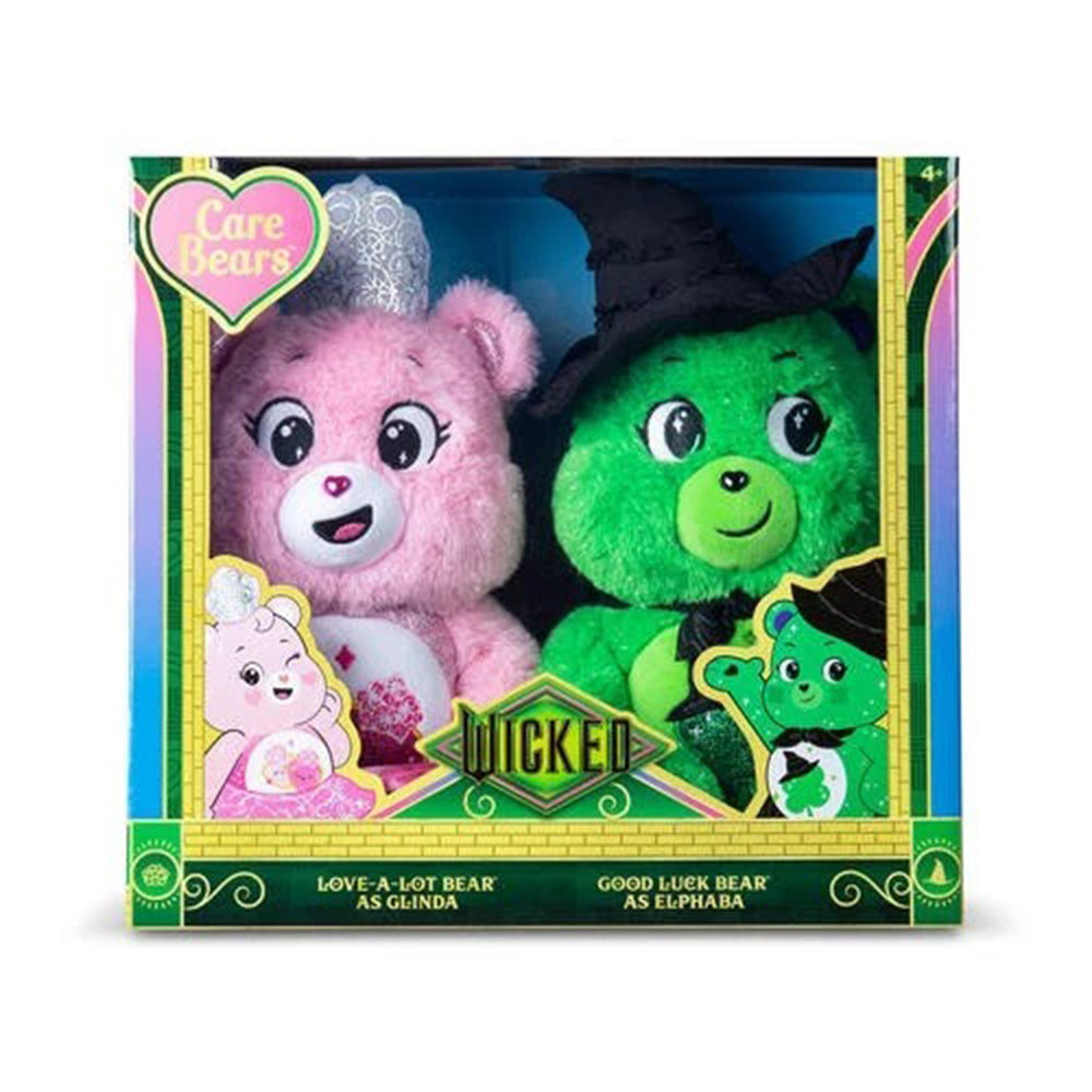 Care Bears x Wicked 2-Pack Plush – Love-a-Lot as Glinda & Good Luck as Elphaba (30cm Collectible Set)