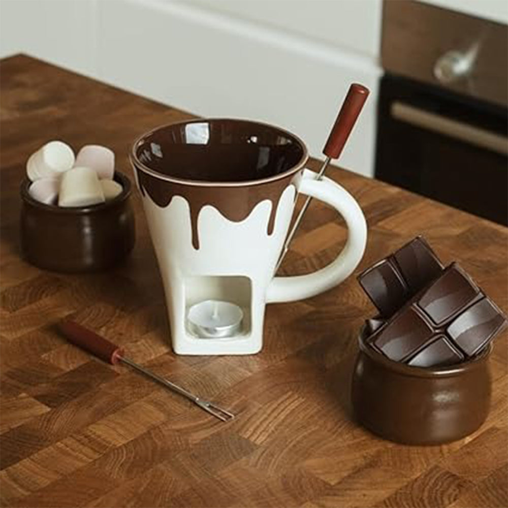 Thumbs Up! - Novelty Fondue Mug Set (2 Forks, Chocolate & Candle)