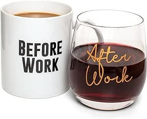 Thumbs Up! - Before Work After Work Mug and Wine Glass Set