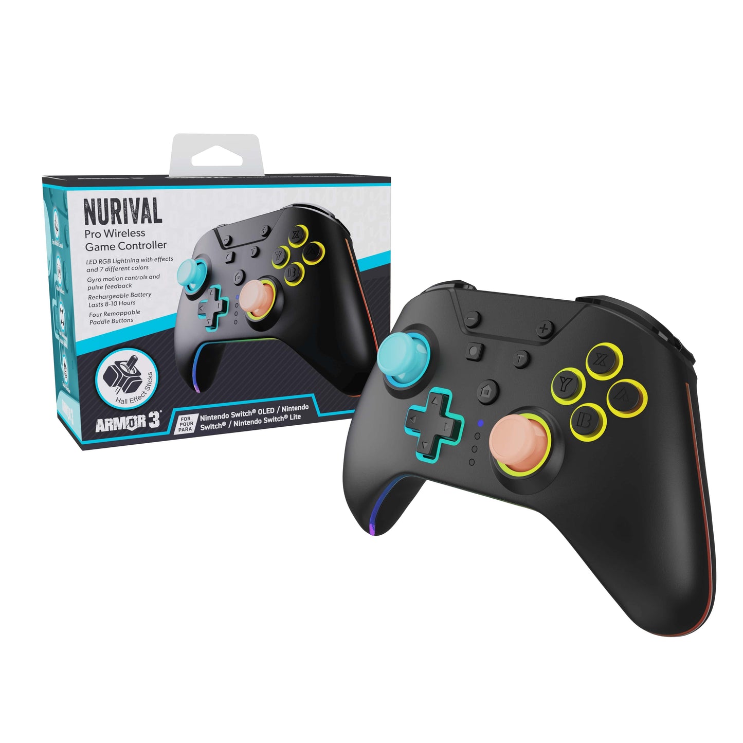 Hyperkin Wireless Controller for Nintendo Switch 2, OLED, Lite - Hall Effect Sticks, RGB Lighting & Pro Paddle Buttons
