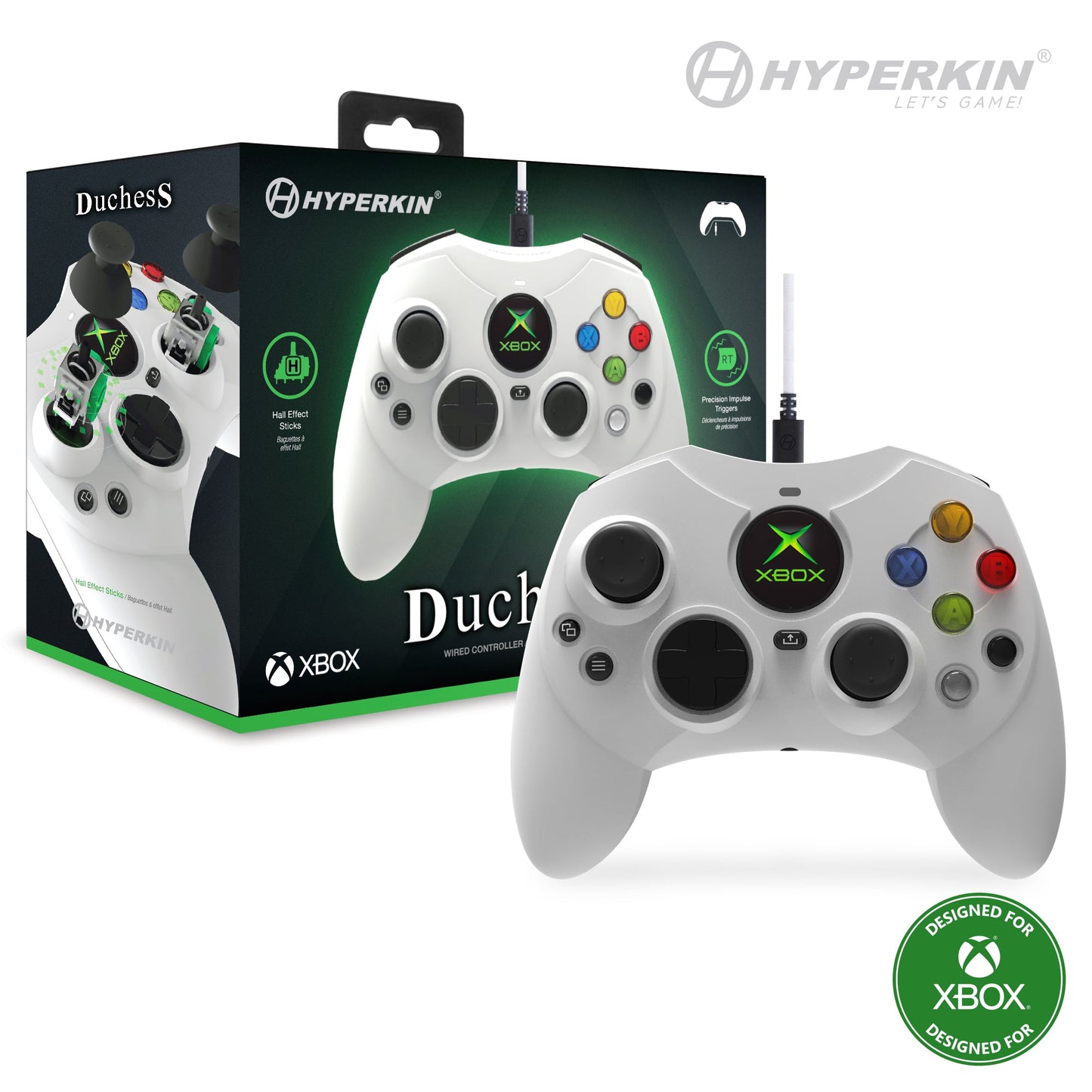Hyperkin - DuchesS for Xbox Series X|S & PC Wired Game Controller with Hall Effect Sticks (White)