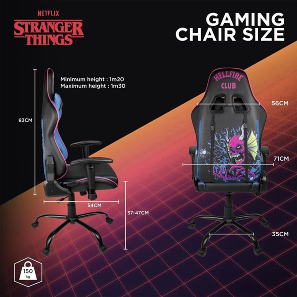 Stranger Things Gaming Chair – Ergonomic Hellfire Club Design with Recline and Lumbar Support
