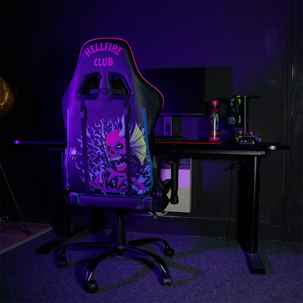 Stranger Things Gaming Chair – Ergonomic Hellfire Club Design with Recline and Lumbar Support