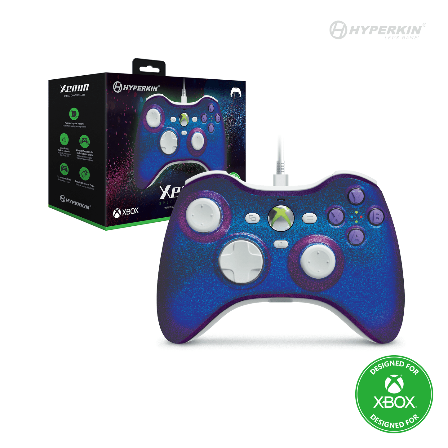 Xenon Xbox Series X/S Wired Controller - Twilight Galaxy
