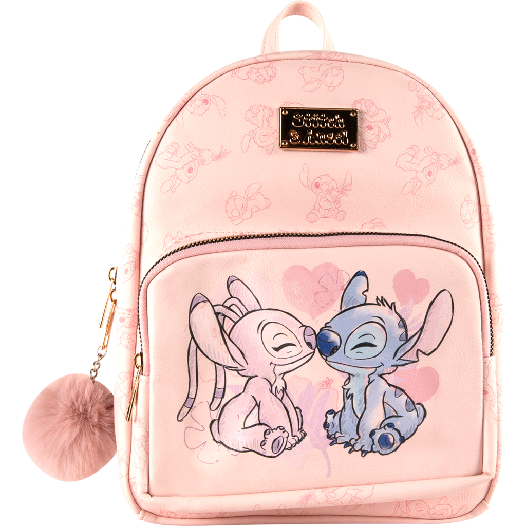 Officially Licensed Disney Stitch & Angel Premium Faux Leather Backpack