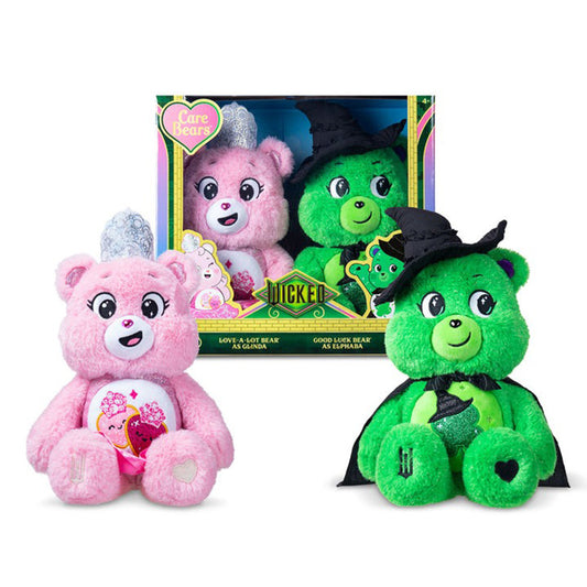 Care Bears x Wicked 2-Pack Plush – Love-a-Lot as Glinda & Good Luck as Elphaba (30cm Collectible Set)