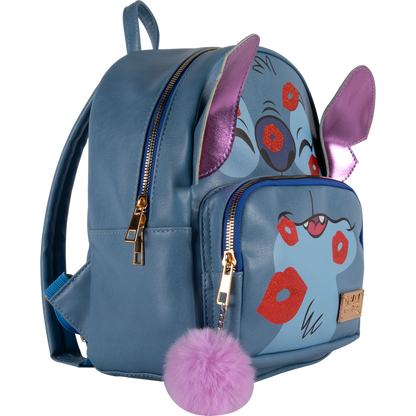 Officially Licensed Disney Stitch "Kisses" Premium Faux Leather Backpack