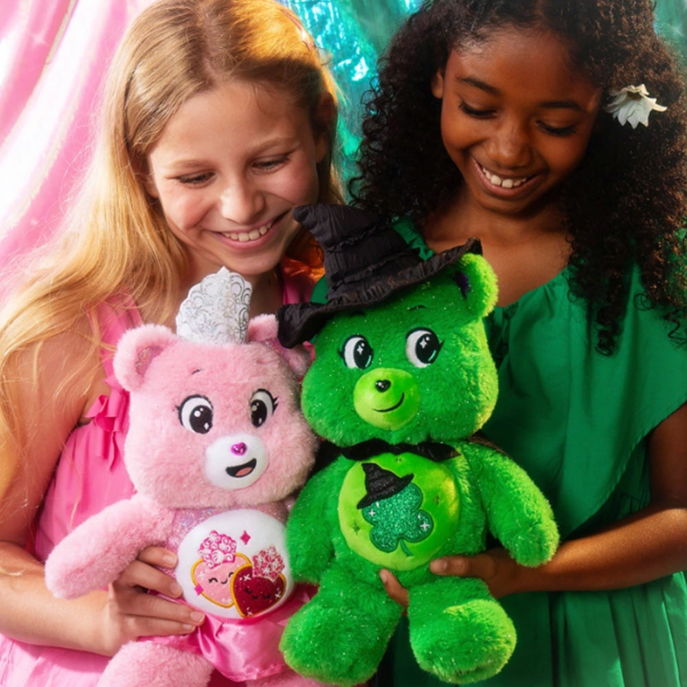 Care Bears x Wicked 2-Pack Plush – Love-a-Lot as Glinda & Good Luck as Elphaba (30cm Collectible Set)