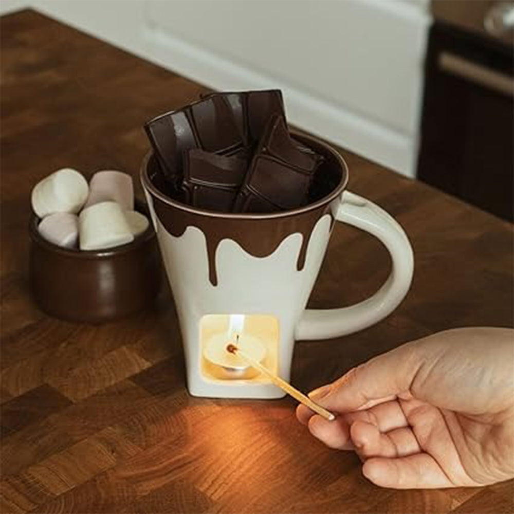 Thumbs Up! - Novelty Fondue Mug Set (2 Forks, Chocolate & Candle)