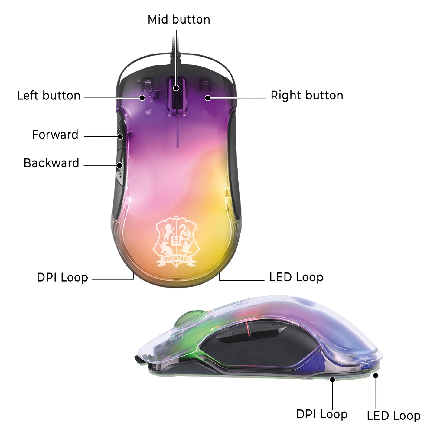 Freaks And Geeks Harry Potter - Wired RGB Lightweight Gaming Mouse
