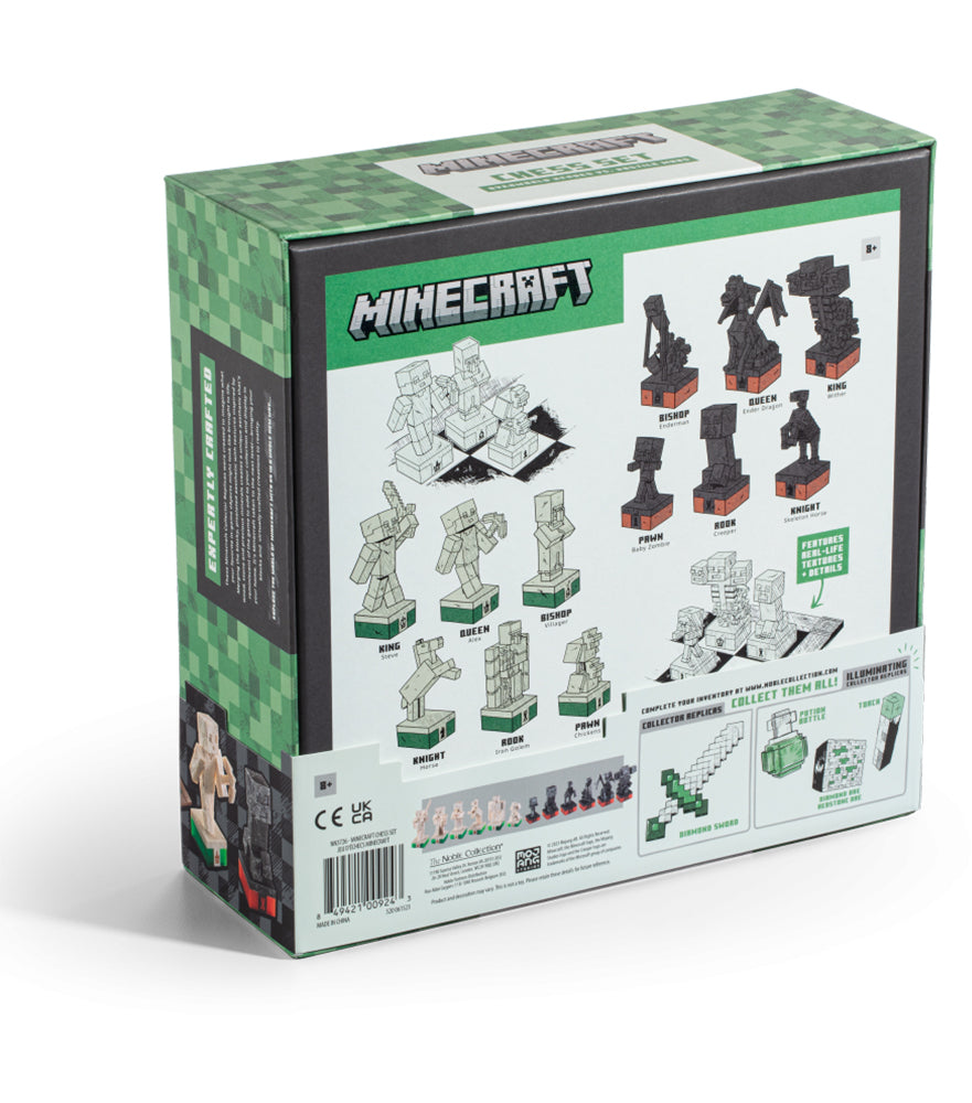 Minecraft Overworld Heroes VS Hostile Mobs Chess Set