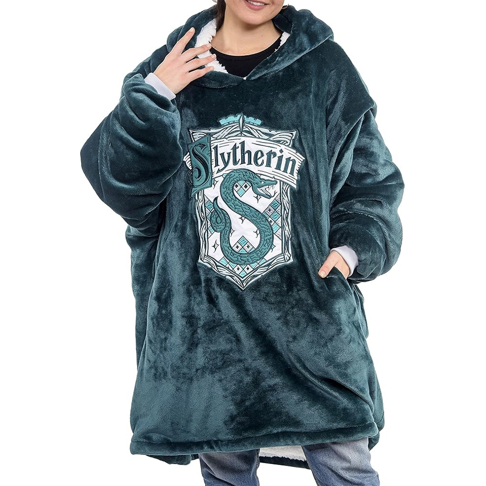Harry Potter: Unisex Slytherin Oversized Blanket Hoodie - Comfortable Sherpa fleece lining and pockets