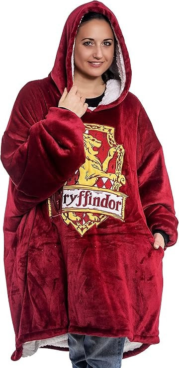 Harry Potter: Unisex Gryffindor Oversized Blanket Hoodie - Comfortable Sherpa fleece lining and pockets