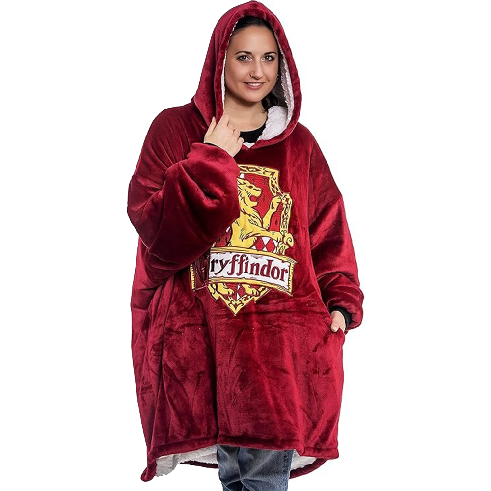Harry Potter: Unisex Gryffindor Oversized Blanket Hoodie - Comfortable Sherpa fleece lining and pockets