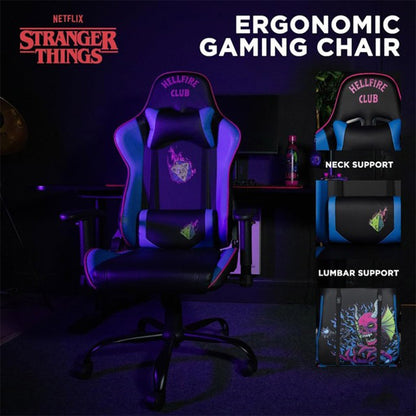 Stranger Things Gaming Chair – Ergonomic Hellfire Club Design with Recline and Lumbar Support