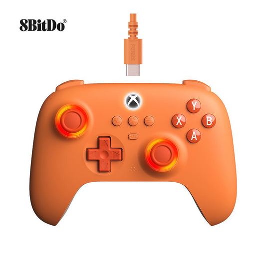 8BitDo Ultimate C Wired Controller for Xbox Series X|S and PC with RGB Fire Ring and Hall Effect Joysticks (Orange)
