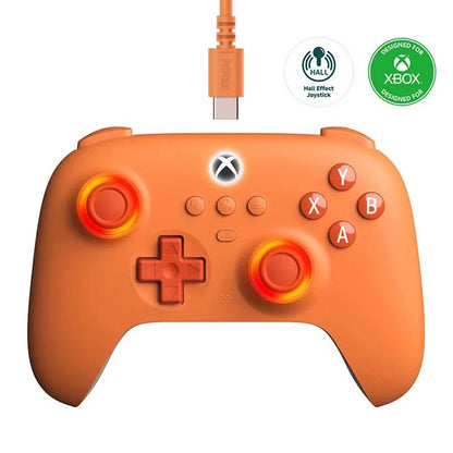 8BitDo Ultimate C Wired Controller for Xbox Series X|S and PC with RGB Fire Ring and Hall Effect Joysticks (Orange)