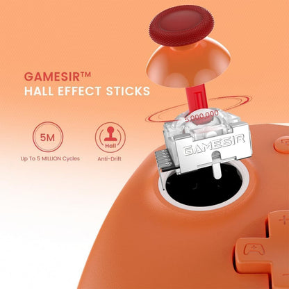 8BitDo Ultimate C Wired Controller for Xbox Series X|S and PC with RGB Fire Ring and Hall Effect Joysticks (Orange)