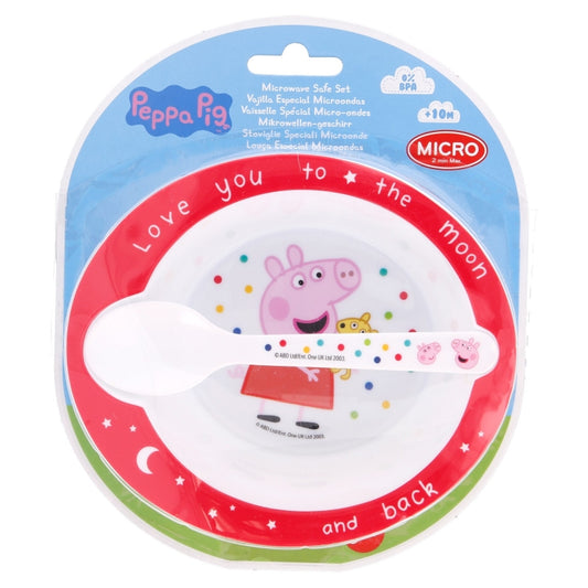2 PCS MICRO SET (MICRO BOWL & MICRO PP SPOON TODDLER) PEPPA PIG LITTLE ONE